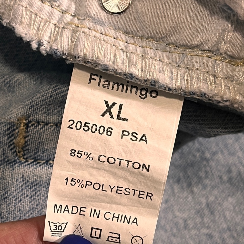 Flamingals Ripped Light Denim Flare Jeans XL NWT - Picture 8 of 11